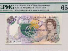 Isle Of Man 10 Pounds 1998. PMG 65 EPQ