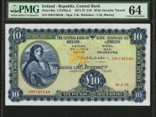 Ireland 10 Pounds 1975. PMG 64