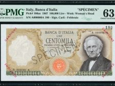 Italy 100000 Lire 1967, Campione. PMG 63 EPQ.
