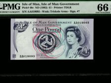 Isle Of Man 1 Pound 1983. PMG 66 EPQ. First Prefix.